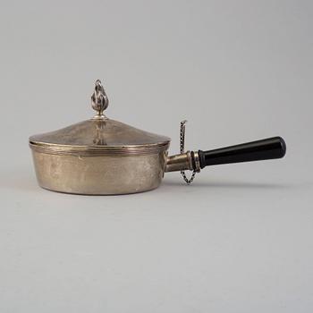 CG HALLBERG, a parcel-gilt silver pan with cover, Stockholm, 1914.