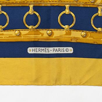 Hermès, three twill silk scarves.