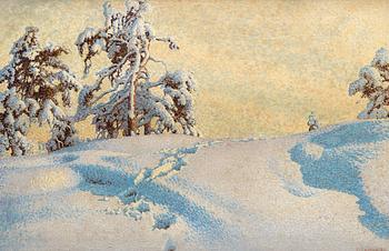 699. Gustaf Fjaestad, Traces in the snow.