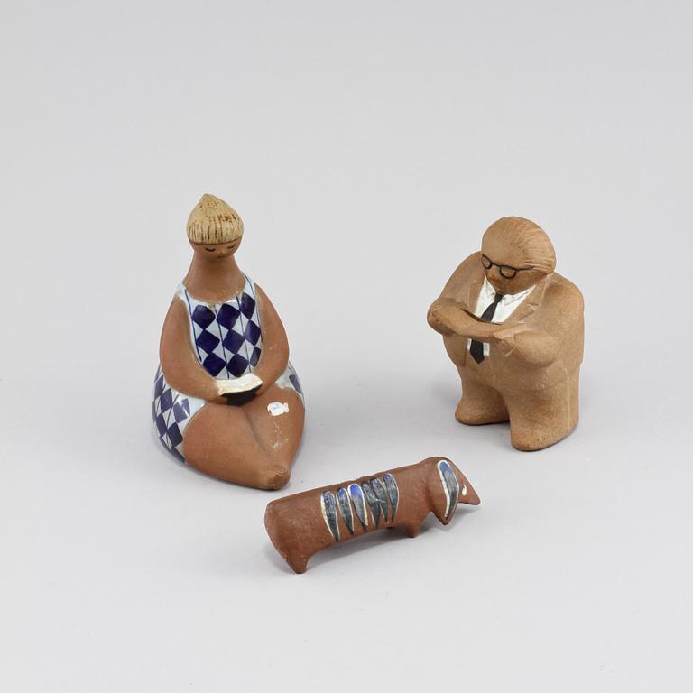 FIGURINER, 3 st, stengods, Lisa Larson, 1900-talets andra hälft.