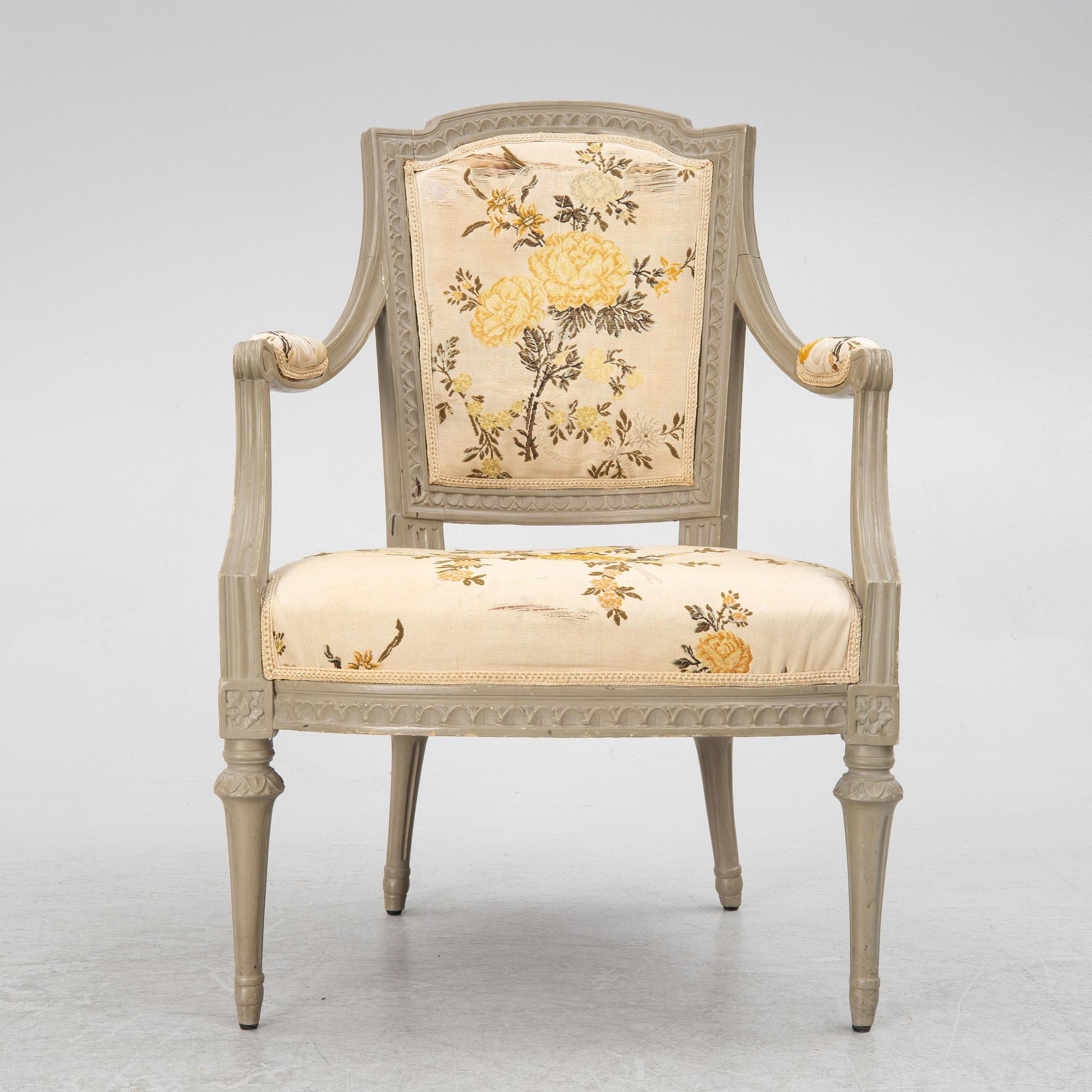 A late Gustavian open-back armchair attributed to Johan Erik Höglander (master in Stockholm 1777-1813).