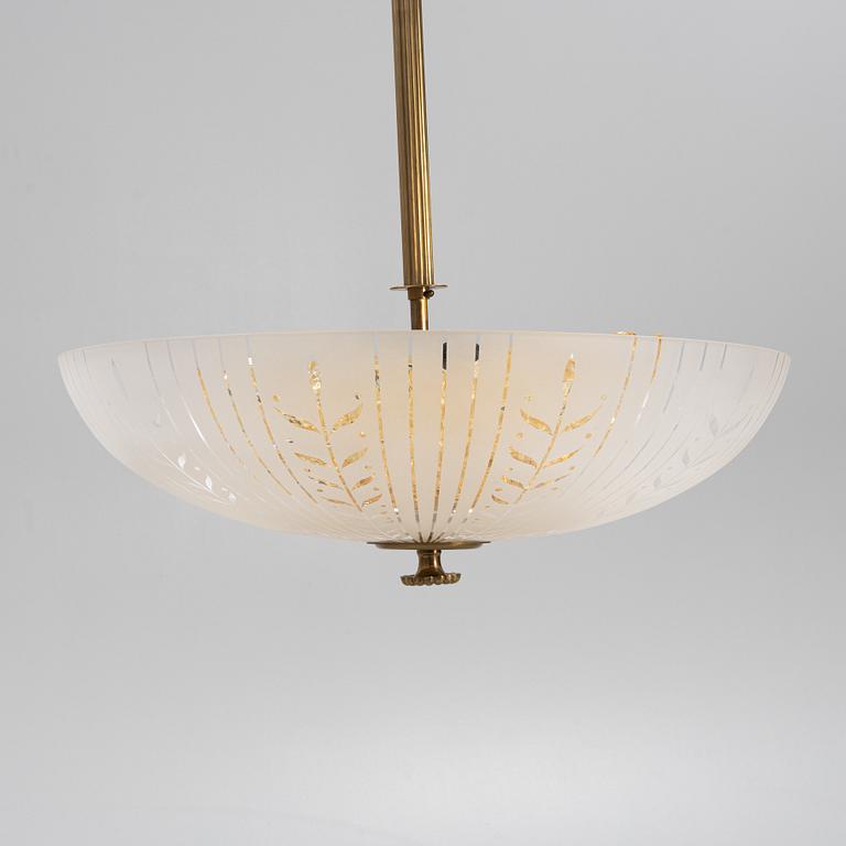 Taklampa, Swedish Modern, Orrefors, 1940-tal.