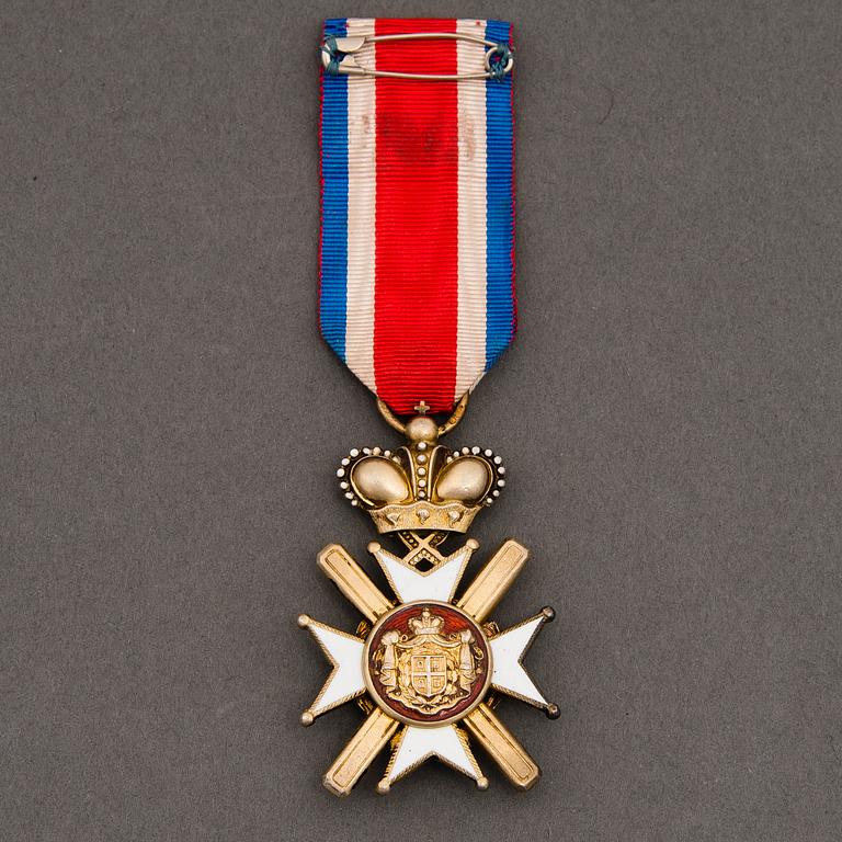 A late 19th Century Serbian order of the cross of Takovo.