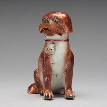 A Chinese porcelain figure of a pug dog, Qing dynasty, Qianlong (1736-95).
