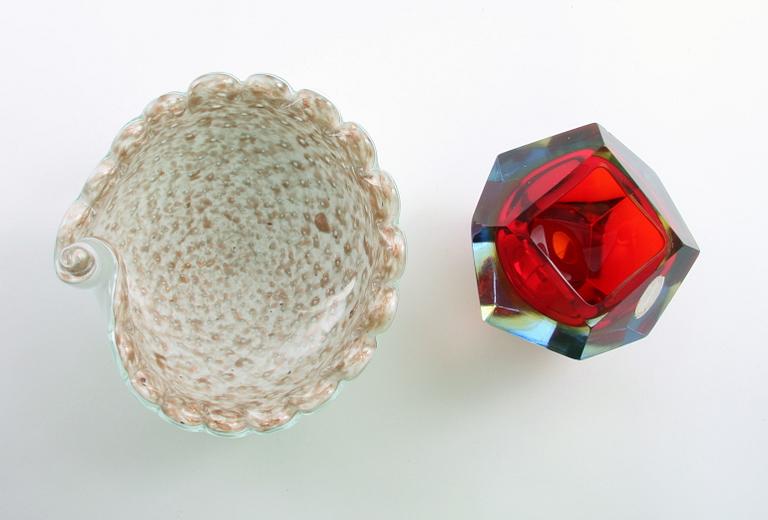 VAS och SKÅL, glas, Murano, Italien.