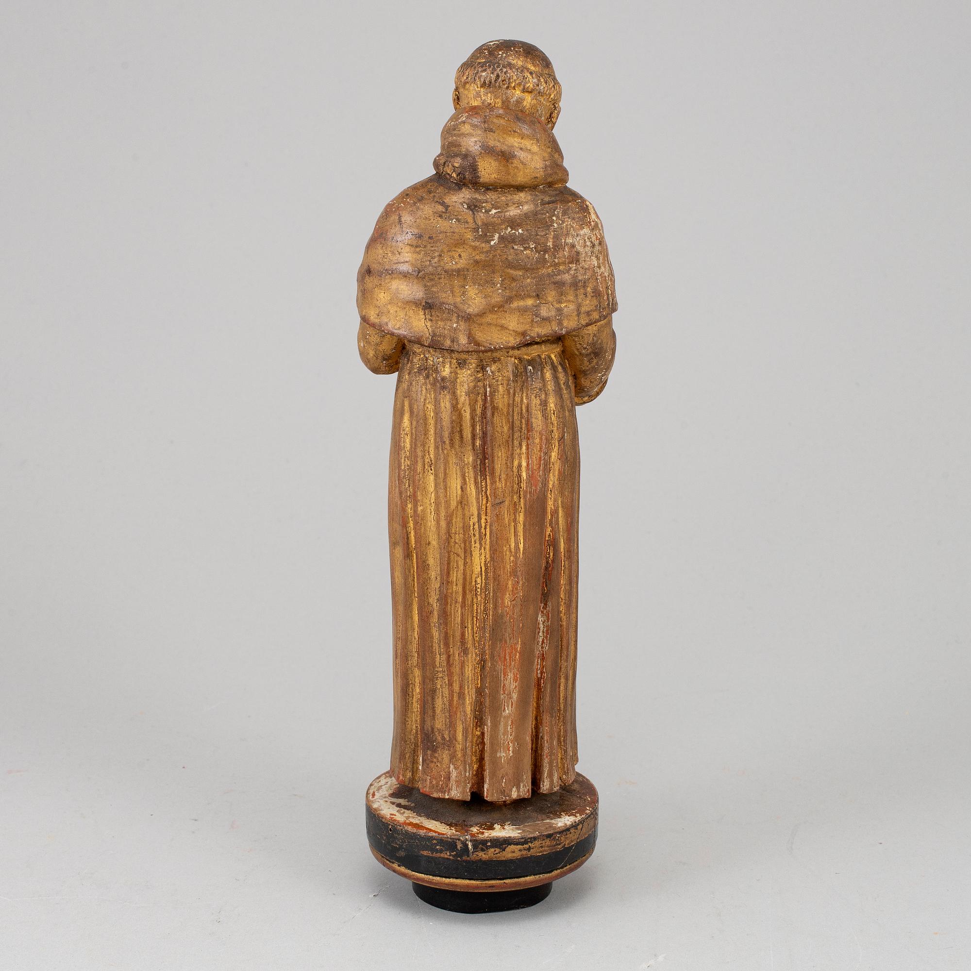 SKULPTUR, bronserat trä, 1700-/1800-tal.