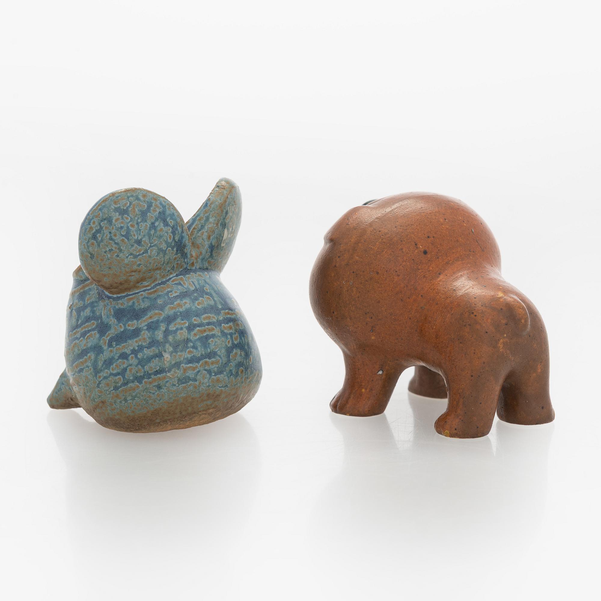 Lisa Larson, a set of two ceramic figurines, Gustavsberg, Sweden.