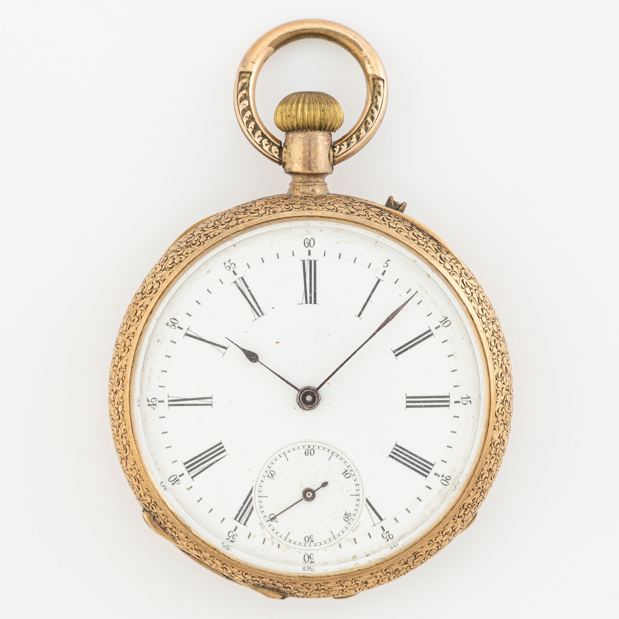 Pocket watch, 14K gold, 37,5 mm.