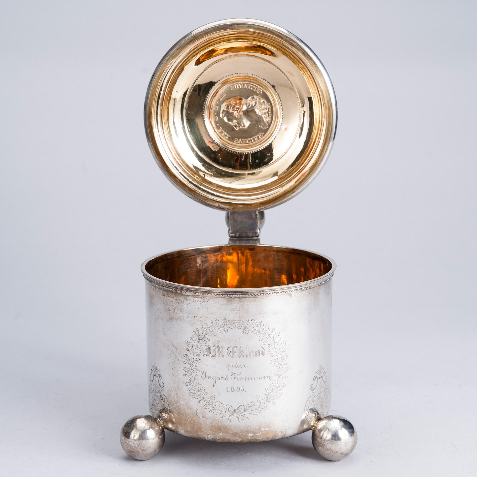 DRYCKESKANNA, silver, barockstil, GAB, Stockholm 1894. Vikt 769 g.