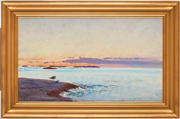 Bruno Liljefors, Coastal scene with seagulls.