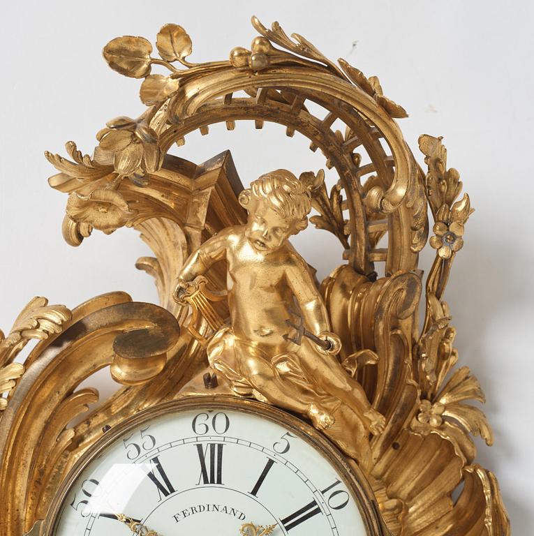 A French Louis XV gilt bronze clock by Ferdinand Berthoud (1727-1807).