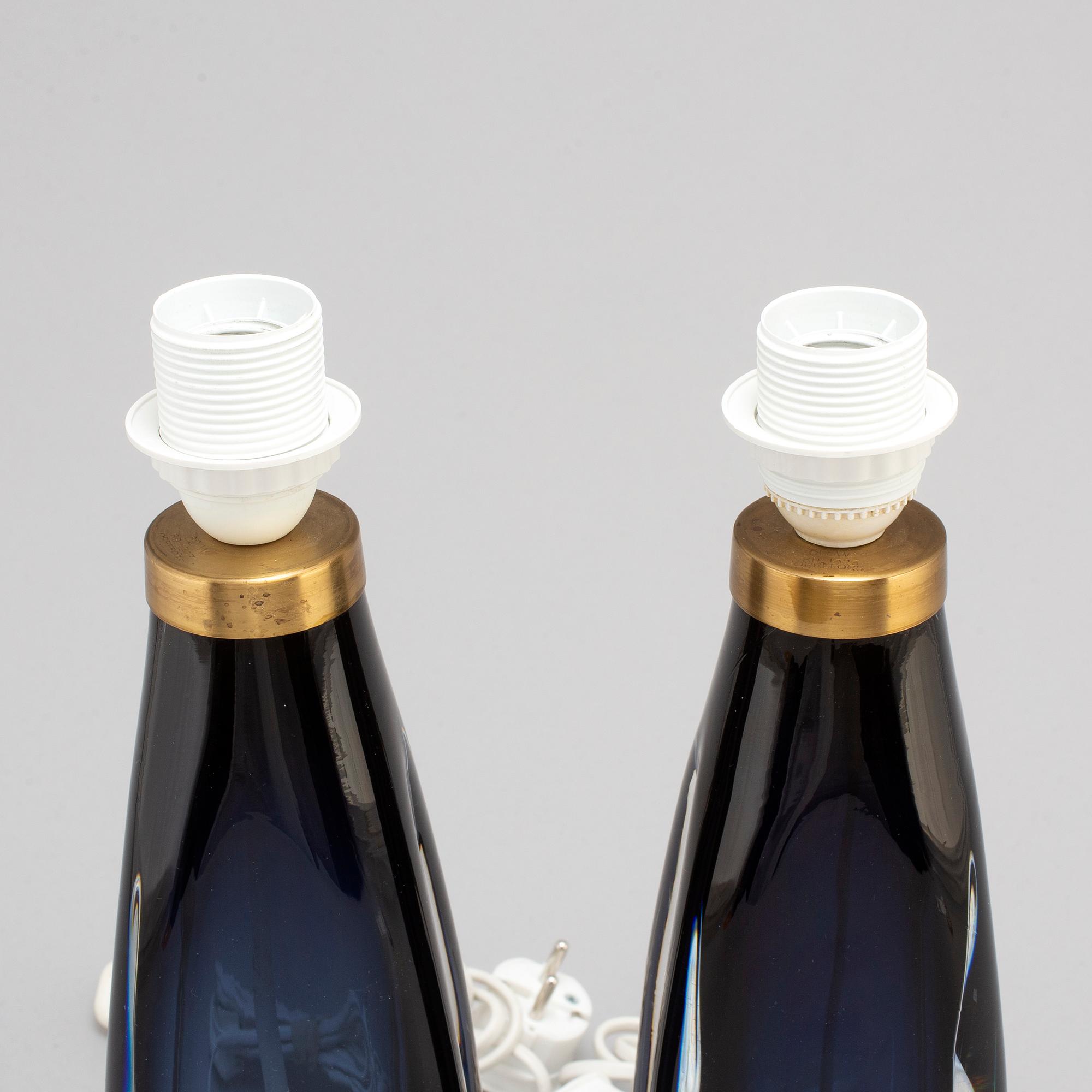 CARL FAGERLUND, a pair of glass lamps, Orrefors.
