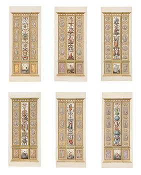 Giovanni Volpato, Six wall sections / pilasters in the Raphael Loggias in the Vatican.