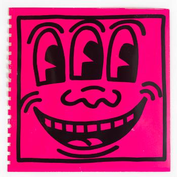 KEITH HARING, drawing on Shafrazi pink cover. Signed and dated - 82.