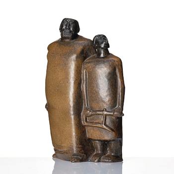 Åke Holm, "Saul och David", skulptur, stengods, Höganäs 1960-tal.