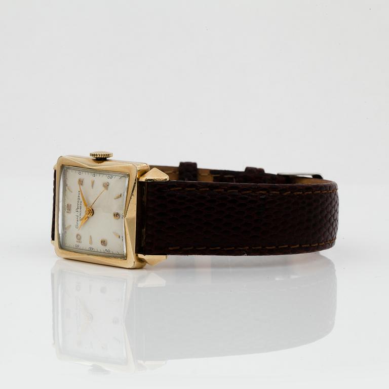 HERRARMBANDSUR, guld på stål, Girard Perregaux, Gyromatic, 1950-tal.
