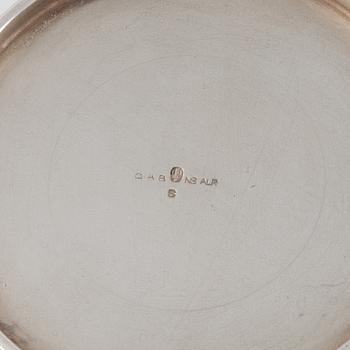 Erik Fleming, a 3-piece silver plated coffee service and a lidded dish, GAB, 1930's/40's.