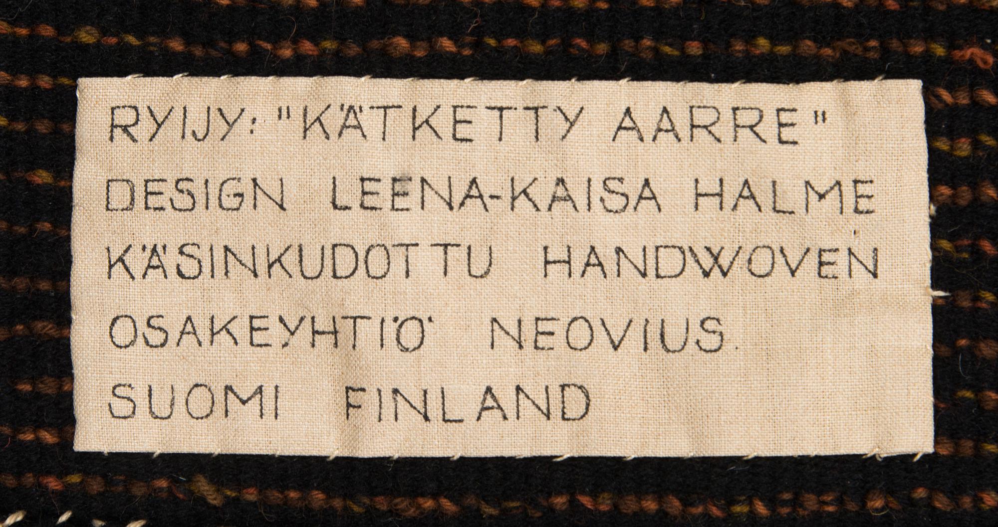 Leena-Kaisa Halme, ryijy, Neovius Oy. 166 x 115 cm.