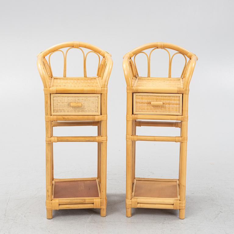 A pair of wicker bedside tables, late 20th century.