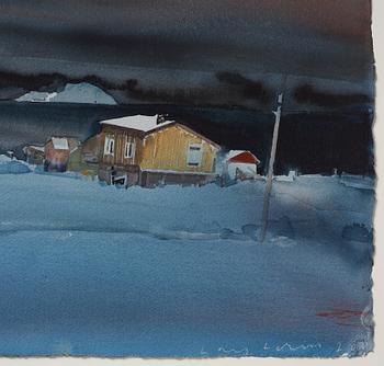 Lars Lerin, Hus vid fjorden, Lofoten.