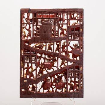 RELIEF, förgyllt trä, Kina, 1900-tal.