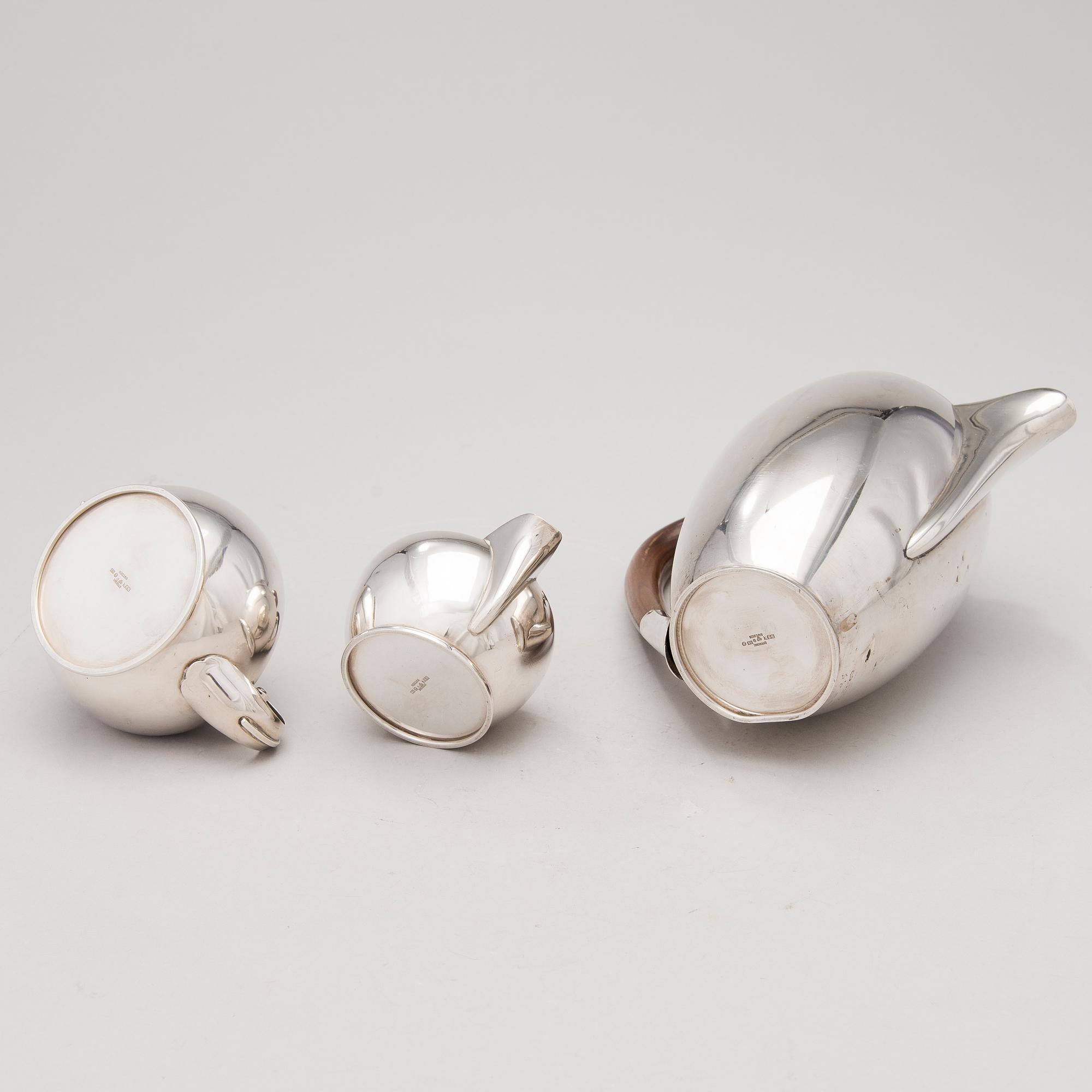 KAFFESERVIS, 3 delar, sterling silver, NSK Nordisk Silverkonst ...