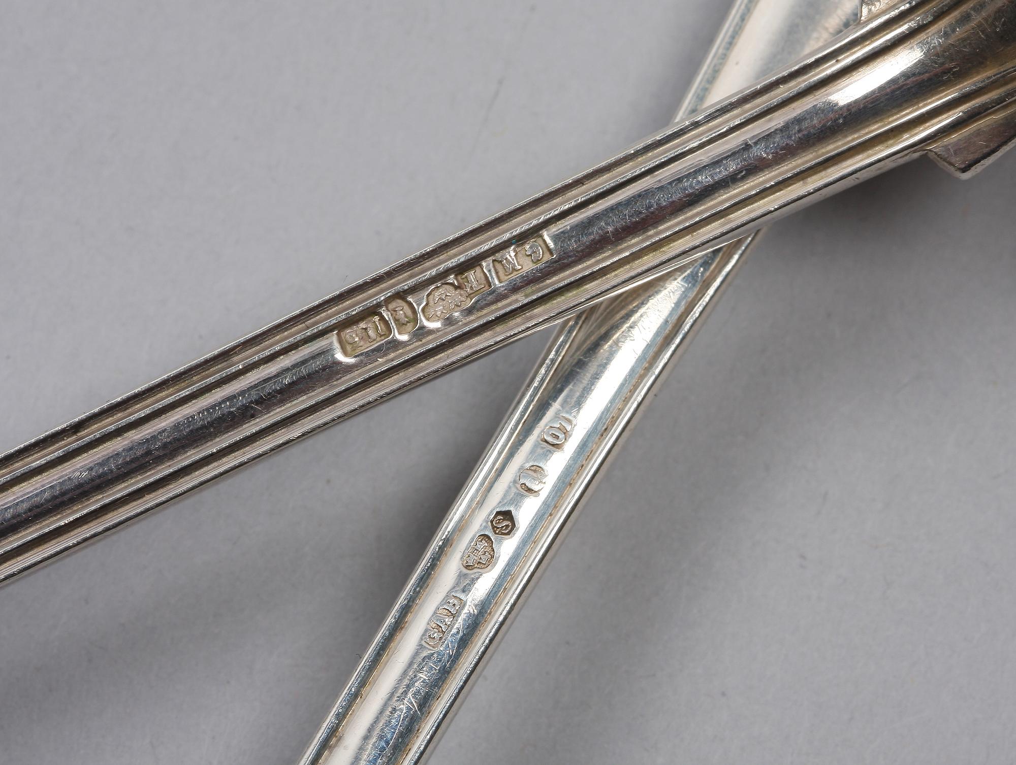 SÅSSLEVAR, 2 st, silver, bla Möllenborg, Stockholm 1800-talets senare del.