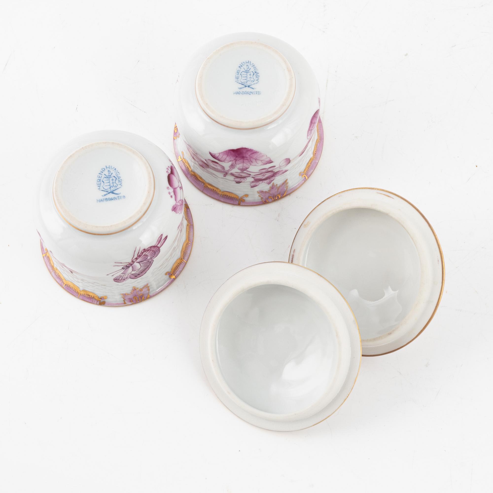 A set of 15 Herend custard cups with covers, 20th Century.