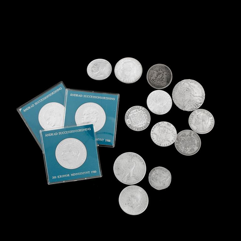 MYNTPARTI, silver, bla 1/6 Riksdaler, Gustaf III, Sverige 1789. 1700-1900-tal. Tot ca 280 gram.