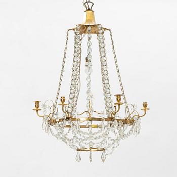 A Gustavian and Gustavian-style six-branch chandelier, late 18th century and circa 1900.