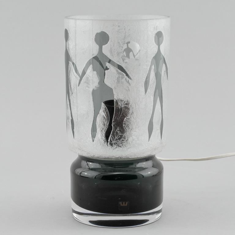 BORDSLAMPA, glas, Owe Sandeberg, Kosta, 1900-talets andra hälft.