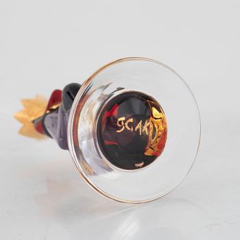 Gunnar Cyrén, carafe and 13 schnapps glasses from the Nobel Service, Orrefors, late 20th century.