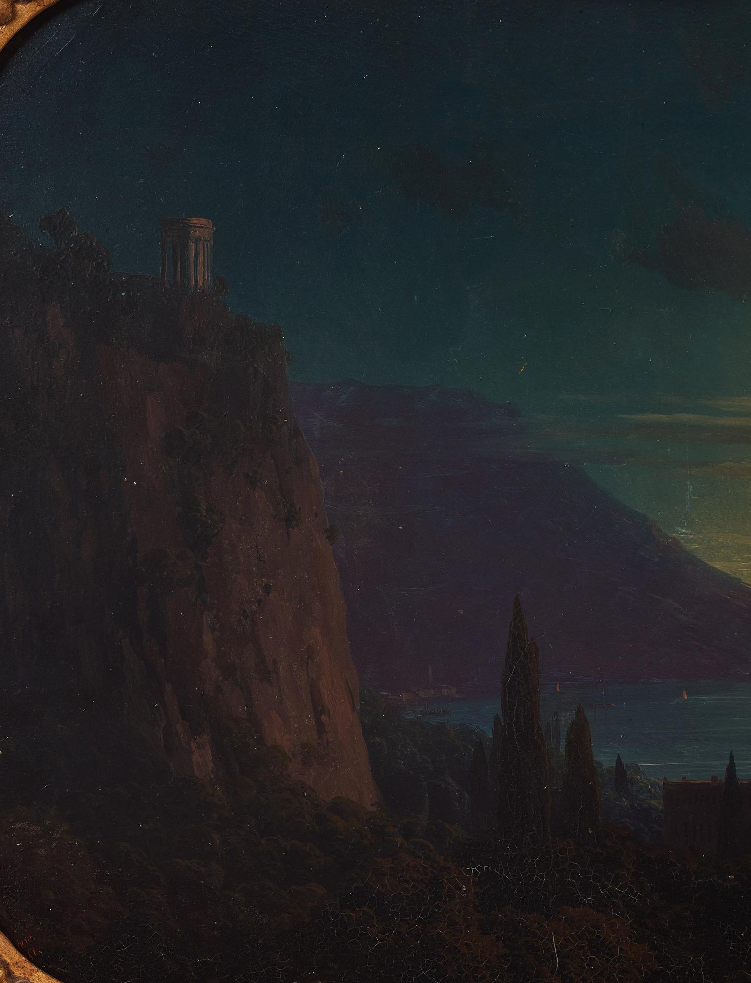 Ivan Constantinovich Aivazovsky, Månsken över Oreanda på Krim med Aiu-Dagh i horisonten.