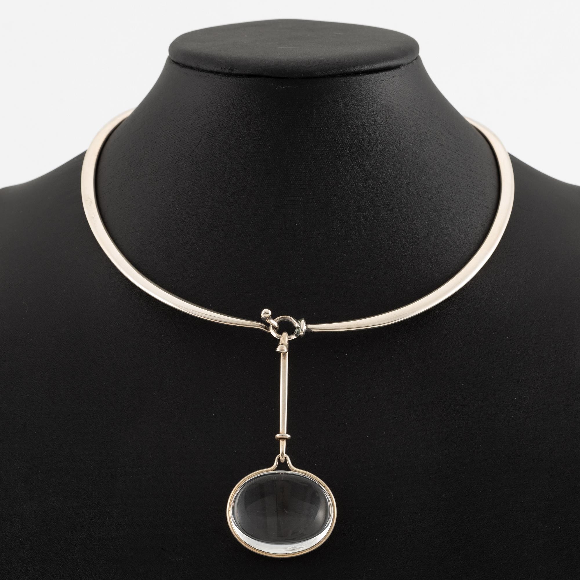 Vivianna Torun Bülow-Hübe, necklace, sterling silver and rock crystal, Georg Jensen, Denmark.