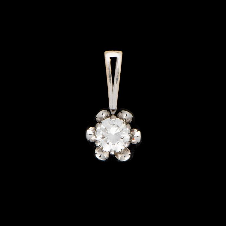 A PENDANT, 18K white gold, brilliant cut diamond c. 1.05 ct. H. Lahtinen Helsinki 1975. Weight 3,7 g.