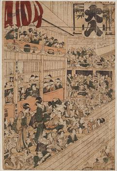 UTAGAWA TOYOKUNI I (1769-1825), efter, färgträsnitt. Japan, 1800-tal.