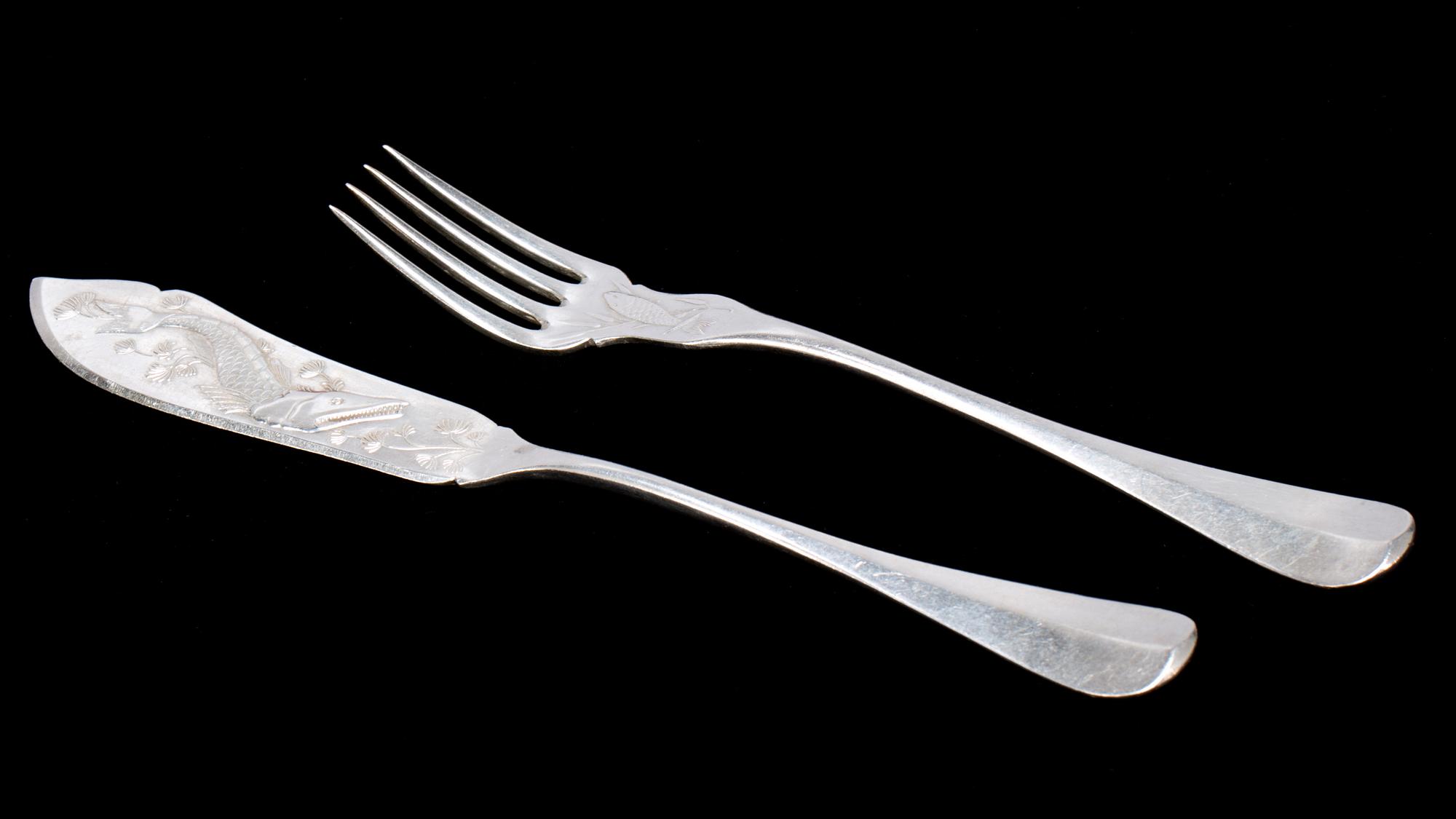 FISKBESTICK, 12+12 delar, nysilver.