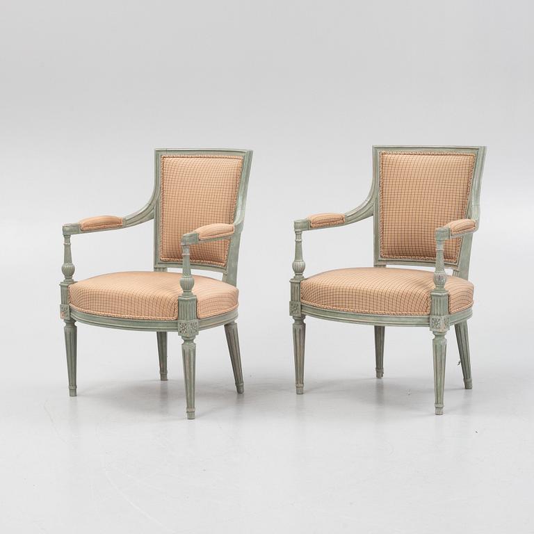 A pair of Directoire-style armchairs, 20th century.