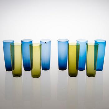 TAPIO WIRKKALA, Set of 10 Model 2204 Juice Glasses by Iittala. In production 1956-1969.