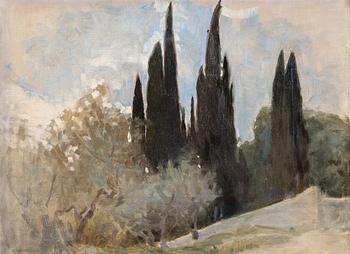 413. Helene Schjerfbeck, "Cypresser, Fiesole" (Cypresses, Fiesole).