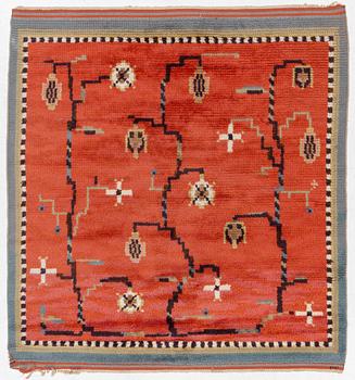 Märta Gahn, rug, knotted pile (rya), c 159 x 150 cm, signed MG.