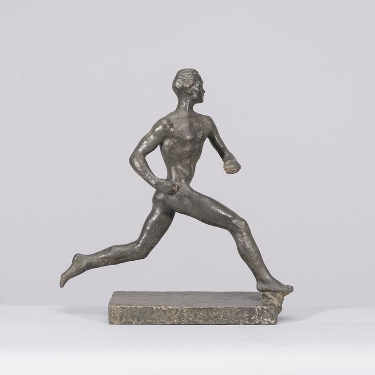WÄINÖ AALTONEN, skulptur, "Paavo Nurmi", metallegering, 1950-tal.