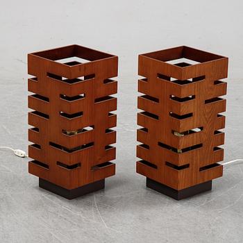 A pair of teak table lamps, second half of the 20th century.