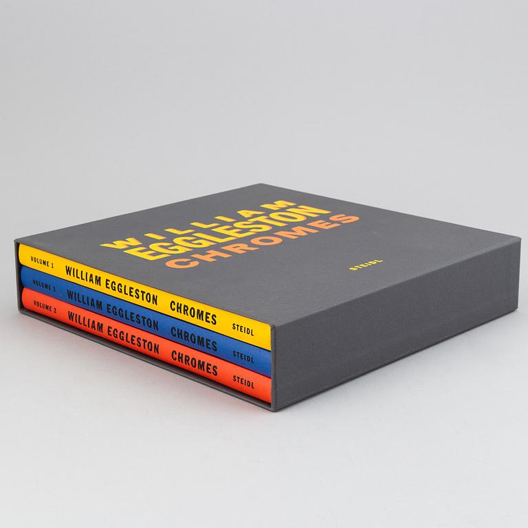 William Eggleston, portfolio with three books, the series "William Eggleston Chromes vol. 1-3", signed.