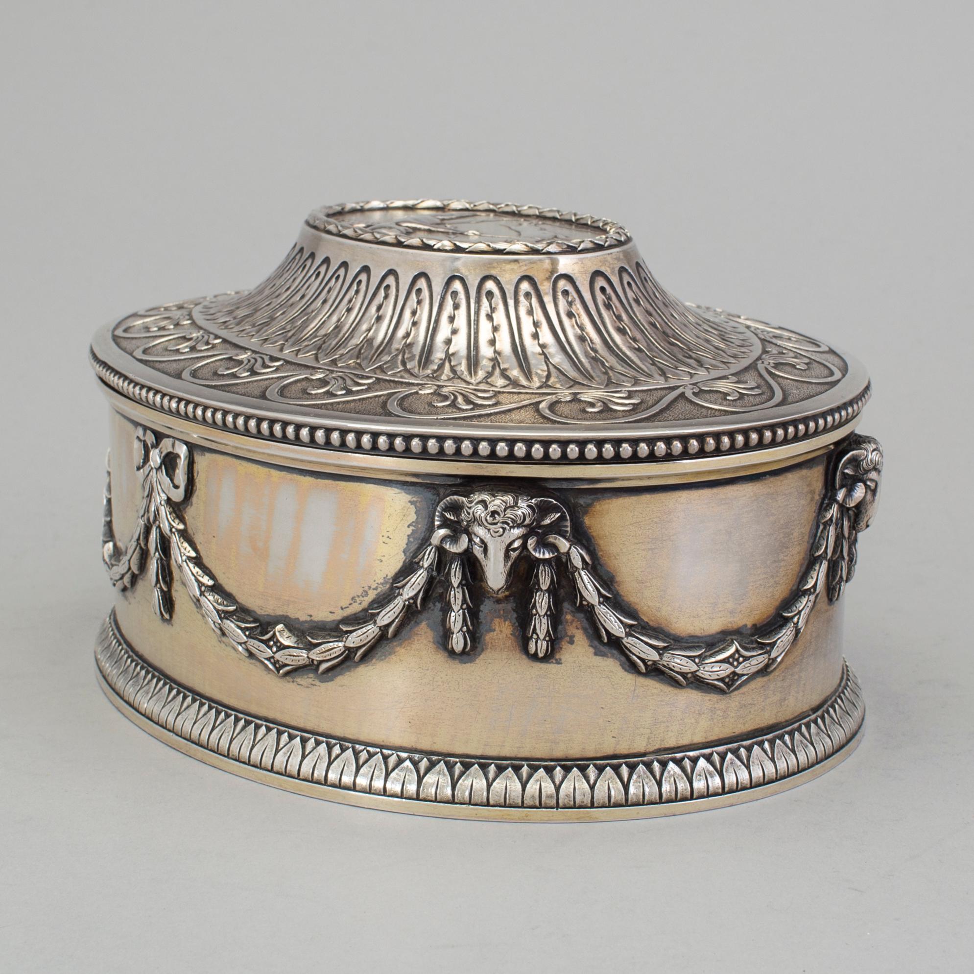 A Swedish 19th century parcel-gilt casket, marked CG Hallberg , Stockholm 1898.