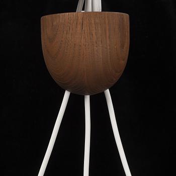 Uno & Östen Kristiansson, a teak and glass ceiling light from Luxus, Vittsjö, 1950's/60's.