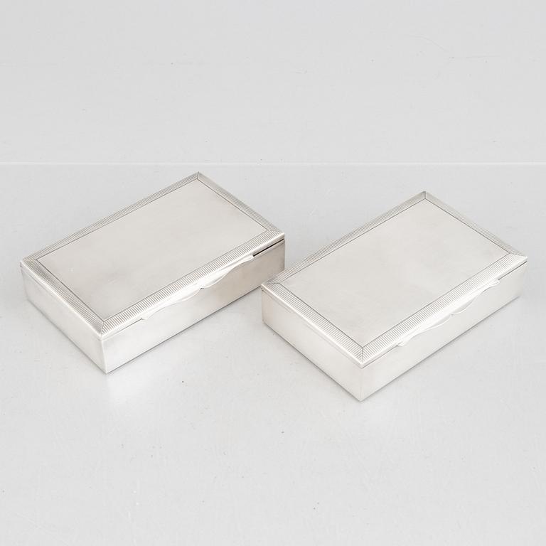 Two silver 830 cigarette cases, Swedish import marks, MEMA, circa mid-20th century.