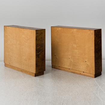 A pair of stained birch veneered bookcases, 1930's.