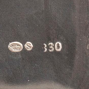 A 20th century German three parts silver tea service with Swedish import stamps.