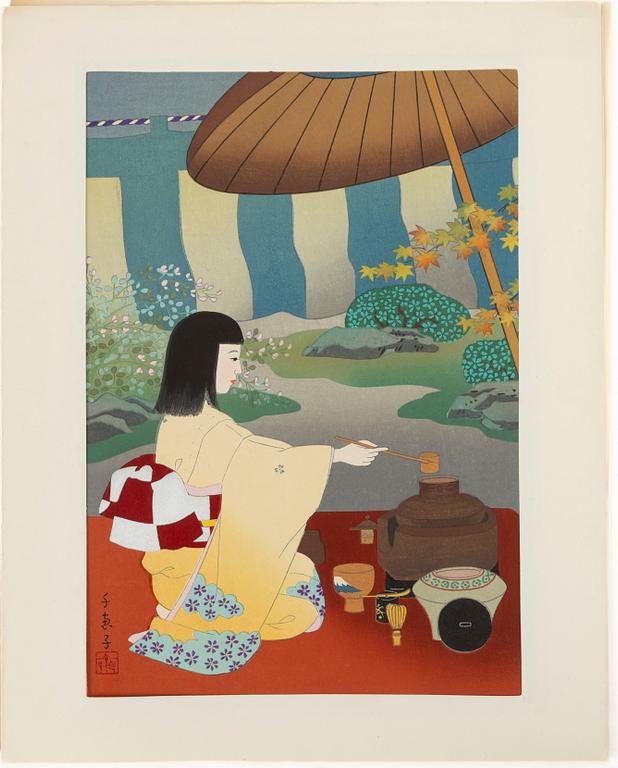 Minagawa Chieko, "Geisha by the river" och "Teaceremony".